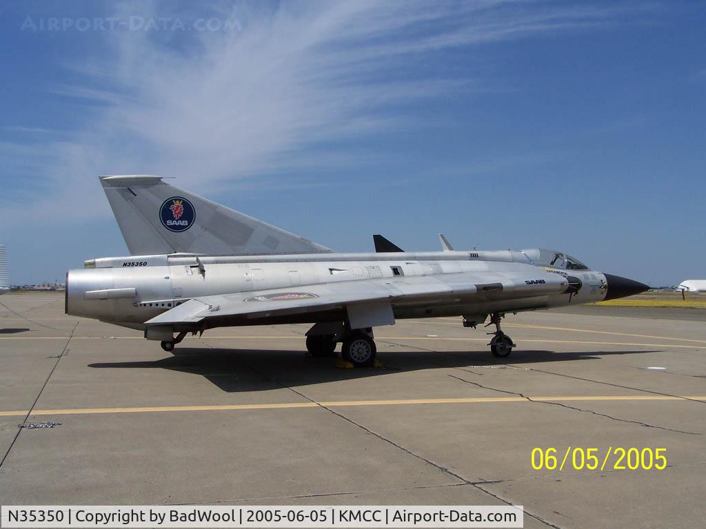N35350, 1964 Saab J-35D Draken C/N 35-350, Asset repossession by the bank, sitting on the tarmac at KMCC waiting for removal.