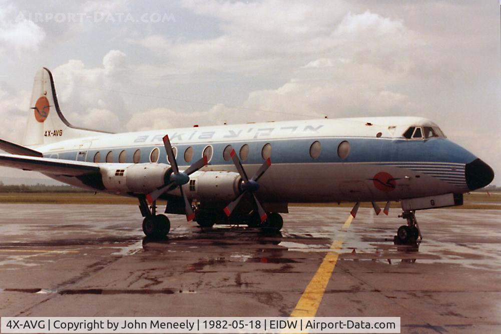 4X-AVG, 1959 Vickers Viscount 831 C/N 419, Fuel-stop at Dublin on ferry flight from Israel to Arizona