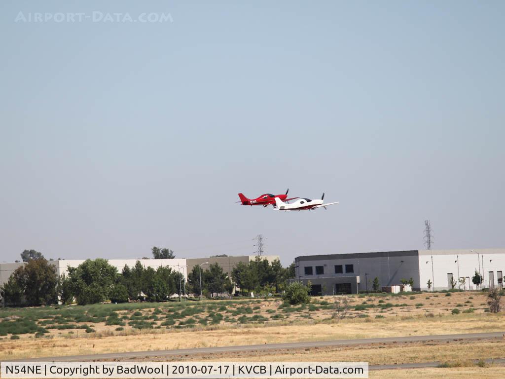 N54NE, 2005 Lancair Legacy C/N L2K-002, Formation flight with N508DB at Nut Tree airport.