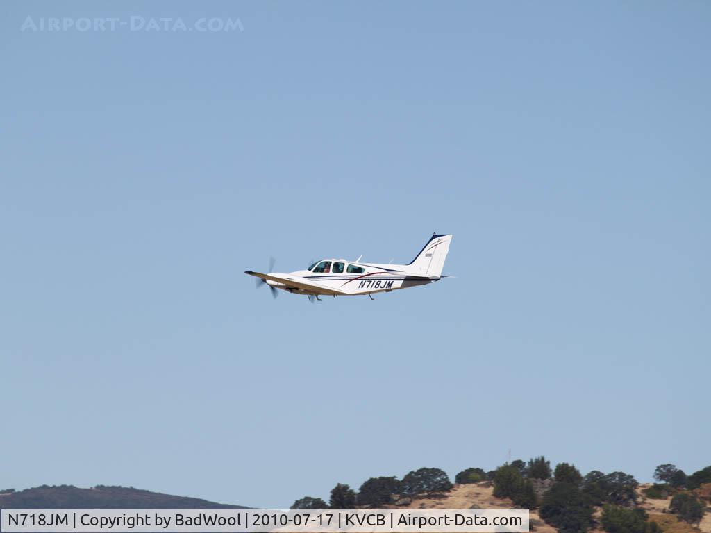 N718JM, 1979 Beech 95-B55 (T42A) Baron C/N TC-2257, Low level pass over the Nut Tree airport runway.