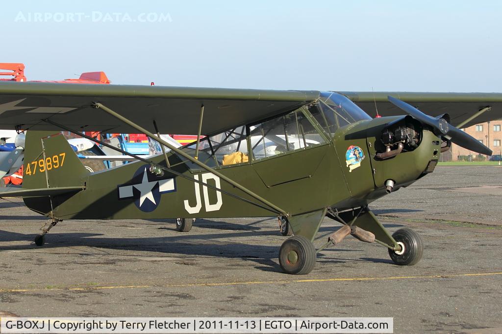 G-BOXJ, 1944 Piper L-4H Grasshopper (J3C-65D) C/N 12193, 1944 Piper L-4H, c/n: 12193 ex USAF 44-79897 at Rochester, Kent