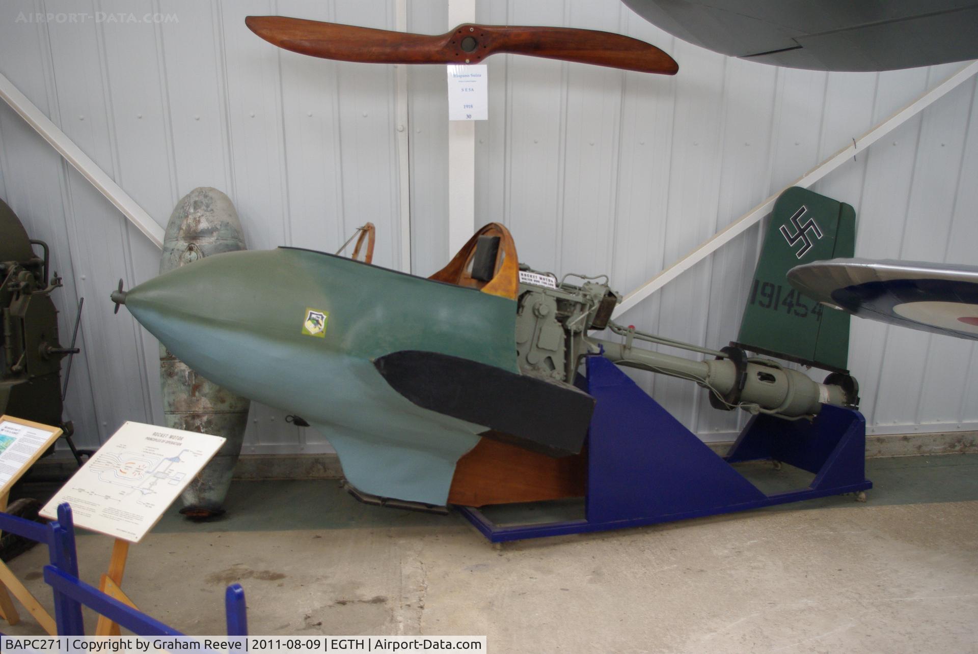 BAPC271, Messerschmitt Me-163B Replica C/N BAPC.271, ME 163 showing it's engine at Shuttleworth.