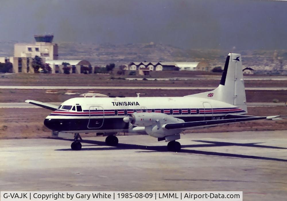 G-VAJK, 1963 Avro 748 Series 1 C/N 1557, Taxiing out at Luqa airport Malta