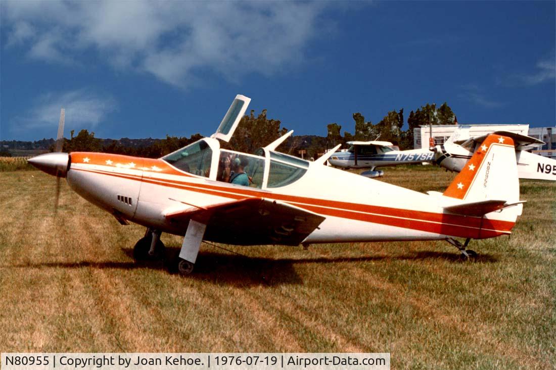 N80955, 1946 Globe GC-1B Swift C/N 1148, This was taken in 1976.
Owner is Ed Willard.
Engine was a Continental O-210.