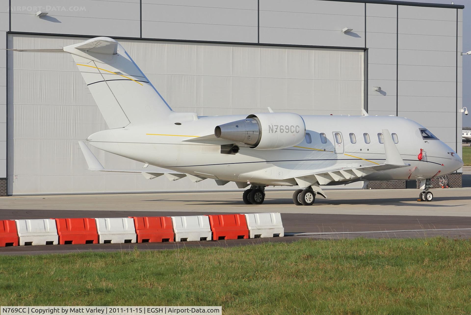 N769CC, 2008 Bombardier Challenger 605 (CL-600-2B16) C/N 5769, Sat on stand at SaxonAir.