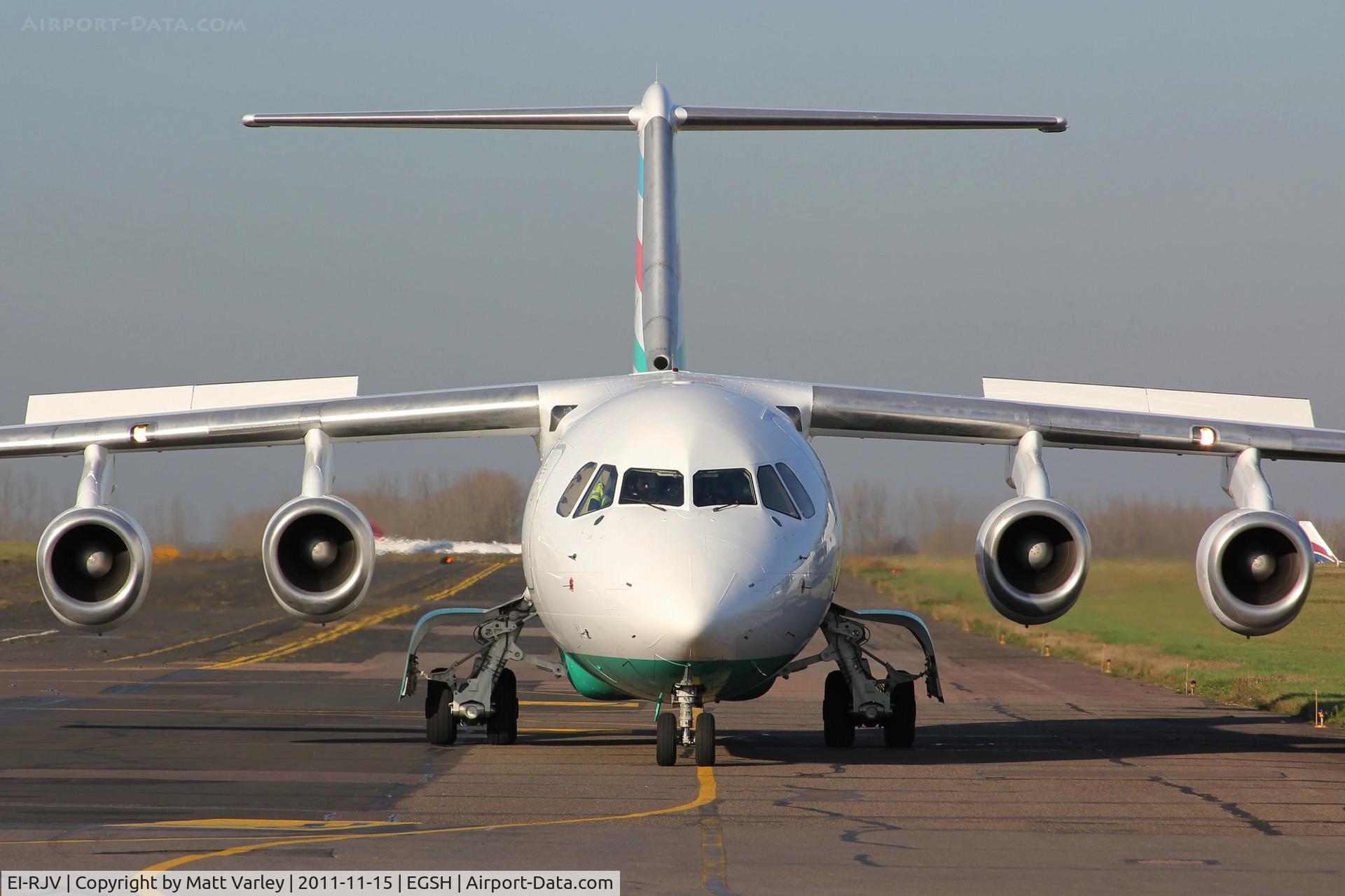 EI-RJV, 2000 British Aerospace Avro 146-RJ85A C/N E2370, Arriving at EGSH after an Air test.