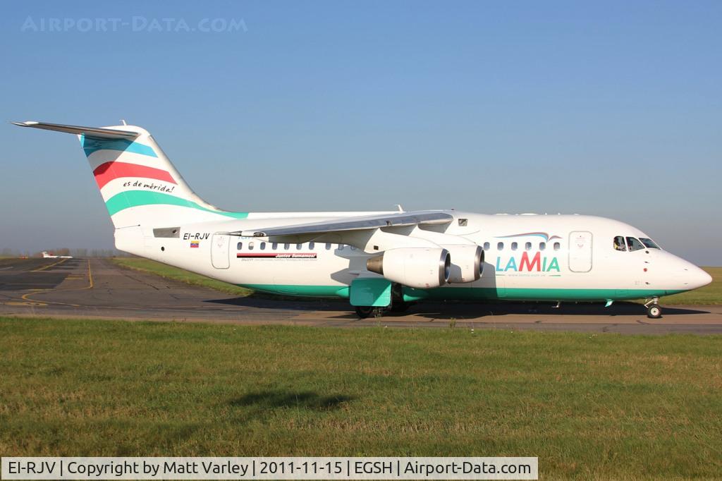 EI-RJV, 2000 British Aerospace Avro 146-RJ85A C/N E2370, Arriving at EGSH after an Air test.