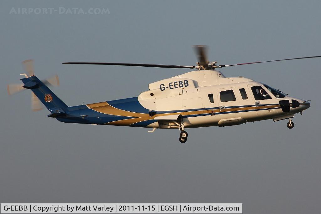 G-EEBB, 2006 Sikorsky S-76C C/N 760620, Arriving at EGSH in the late evening sun.