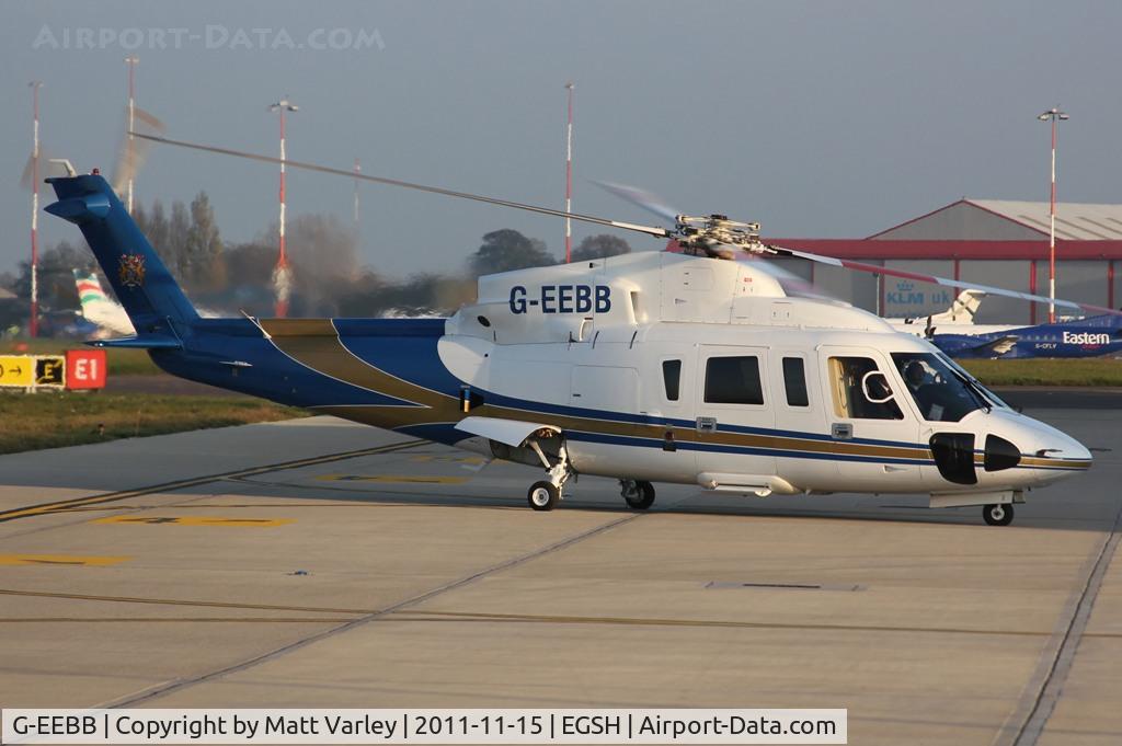 G-EEBB, 2006 Sikorsky S-76C C/N 760620, Arriving at SaxonAir in the late evening sun.