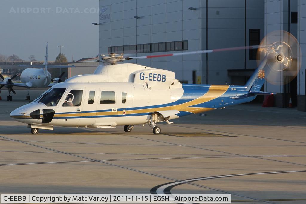 G-EEBB, 2006 Sikorsky S-76C C/N 760620, Arriving at SaxonAir in the late evening sun.