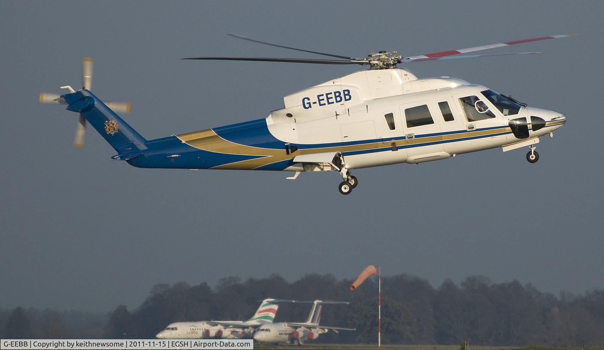 G-EEBB, 2006 Sikorsky S-76C C/N 760620, landing in the late sun !