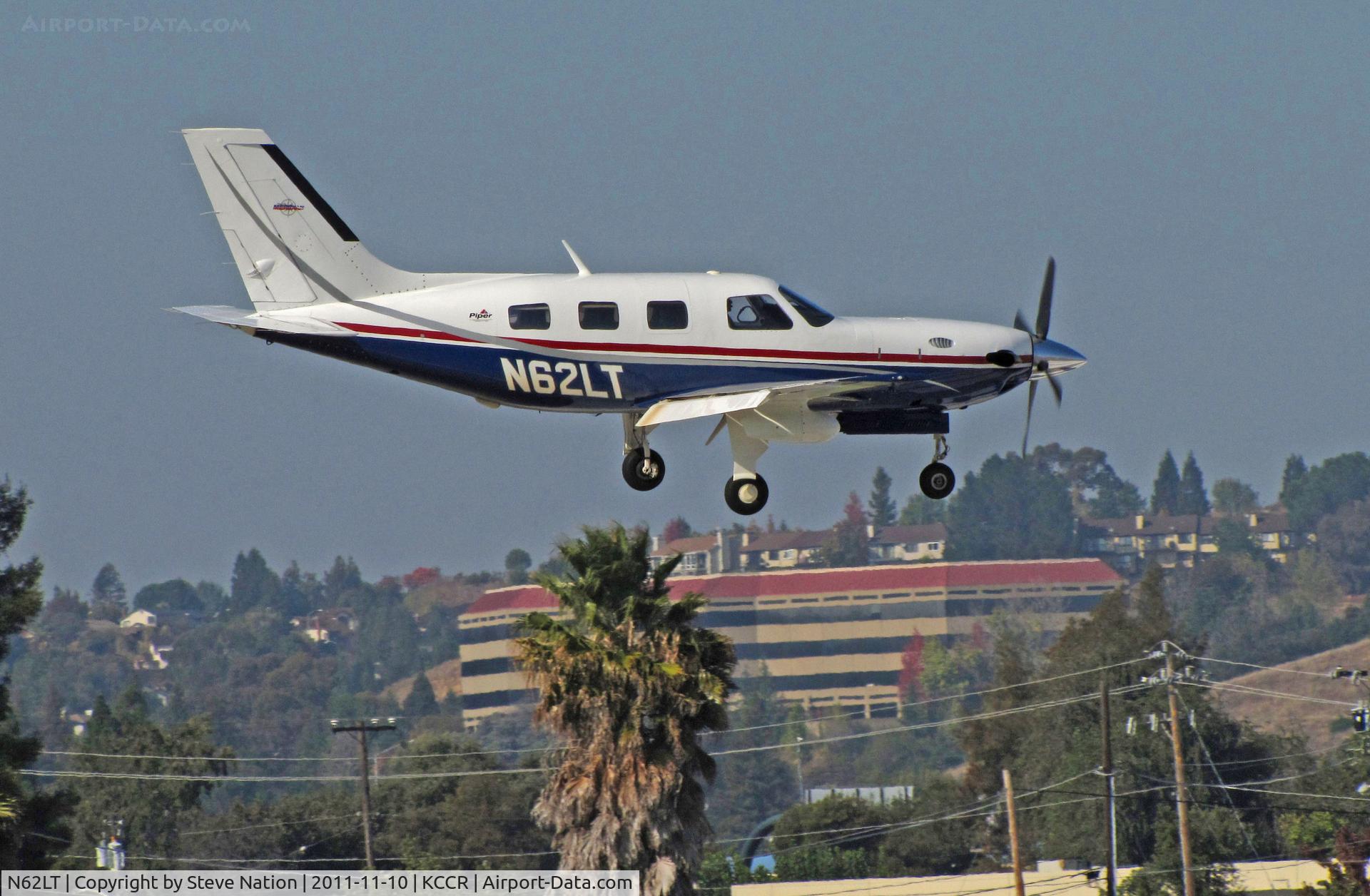 N62LT, 2001 Piper PA-46-500TP Malibu Meridian C/N 4697027, Open Sky Flight LLC 2001 Piper PA46-500TP arriving at Buchanan Field (Concord, CA) after flight from KVNY (Van Nuys, CA)