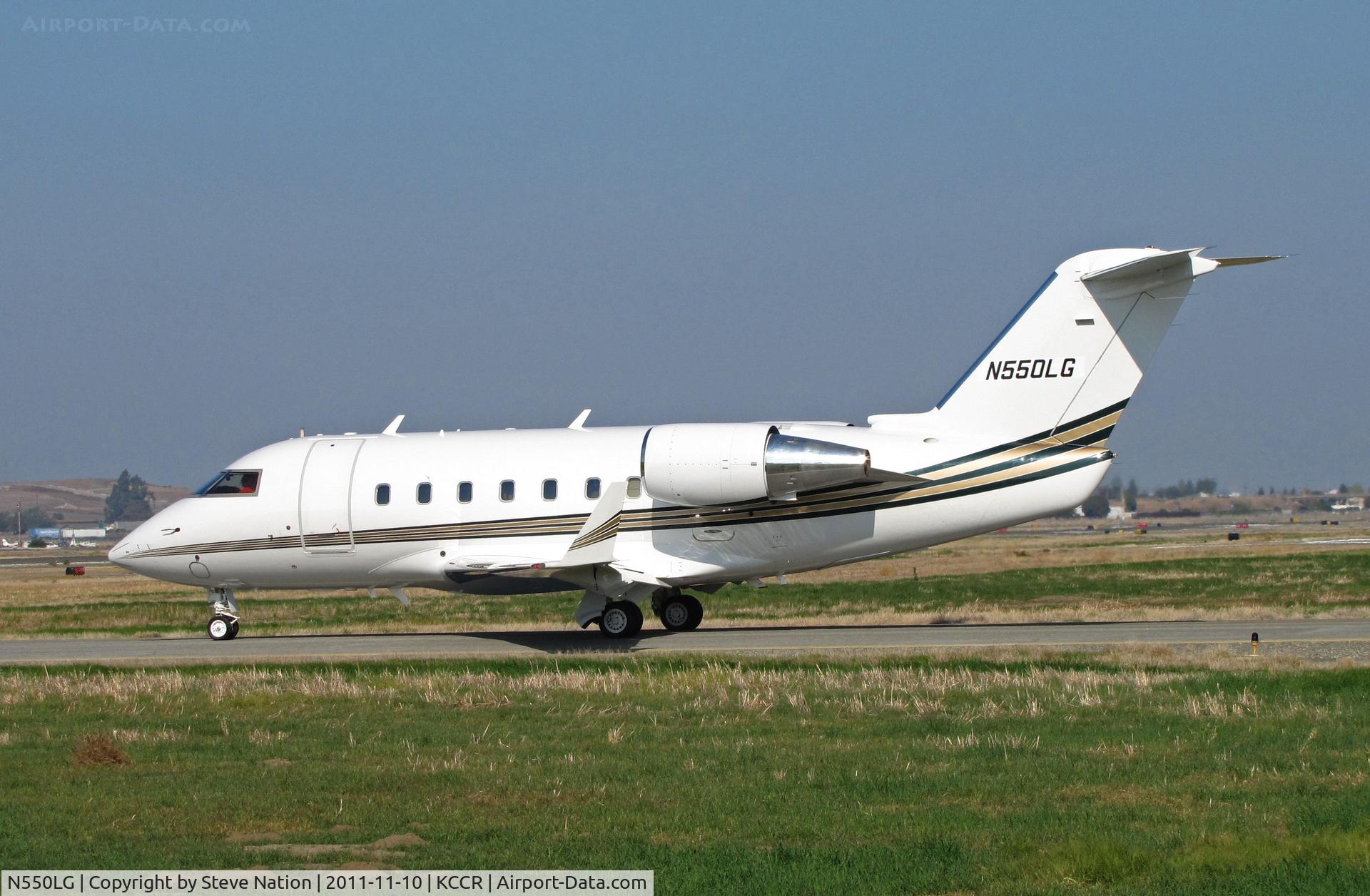 N550LG, 1993 Canadair Challenger 601-3A (CL-600-2B16) C/N 5127, TSA Stores (The Sports Authority), Inc. (Englewood, CO) 1993 Canadair CL-600-2B16 (with winglets) taxying for flight home at Buchanan Field (Concord), CA
