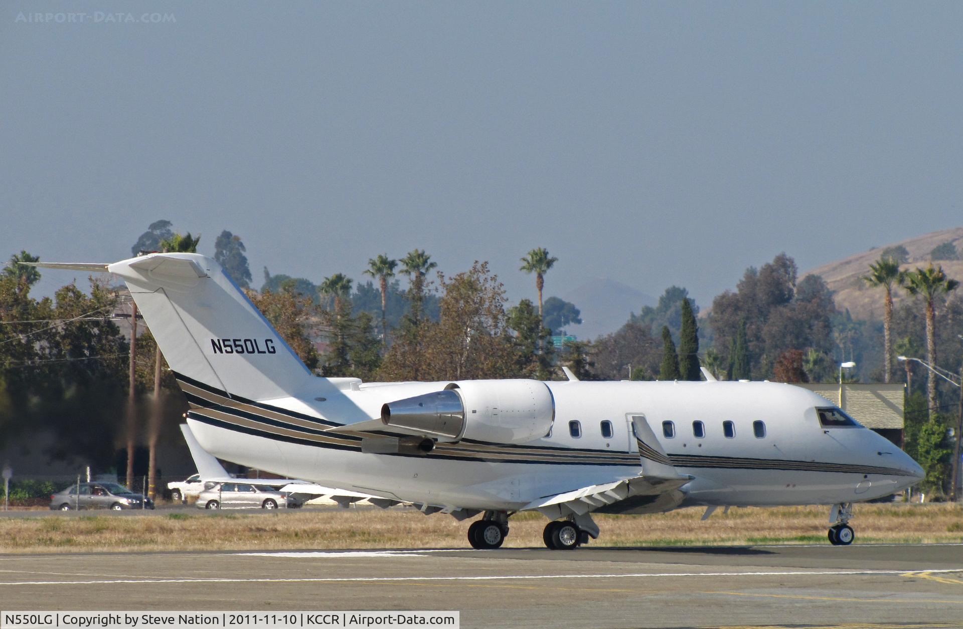 N550LG, 1993 Canadair Challenger 601-3A (CL-600-2B16) C/N 5127, TSA Stores (The Sports Authority), Inc. (Englewood, CO) 1993 Canadair CL-600-2B16 (with winglets) rolling for take-off at Buchanan Field (Concord), CA