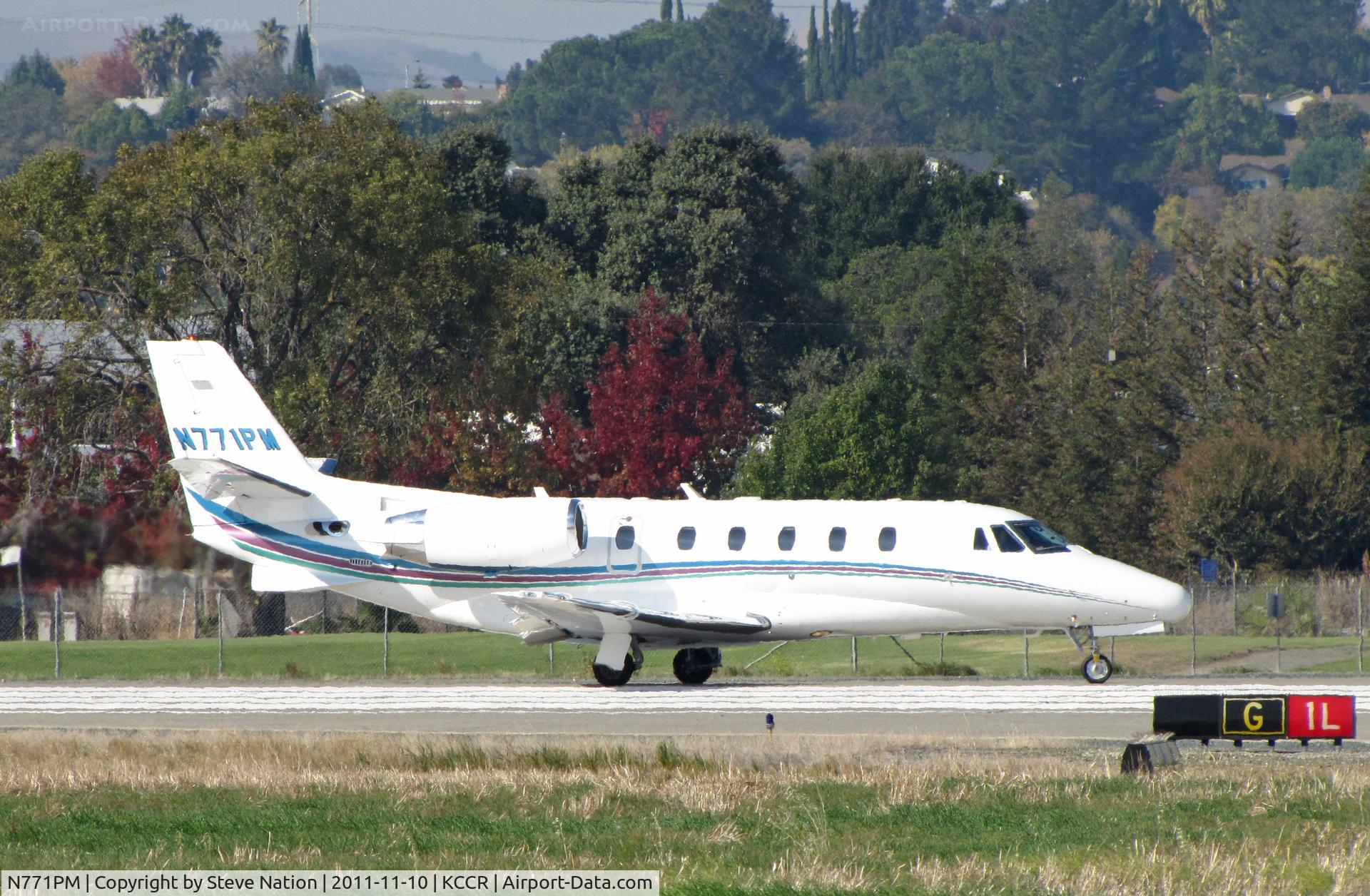 N771PM, 2008 Cessna 560XL C/N 560-5799, TBN Group/Peppermill, Inc. (Reno, NV) 2008 Cessna 560XL powering up for take-off on RWY 1L @ Concord, CA