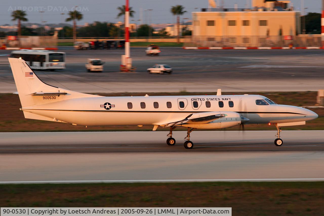 90-0530, Fairchild Swearingen SA-227AC Metro III C/N DC-796M, Landing at Malta Luqa Int.