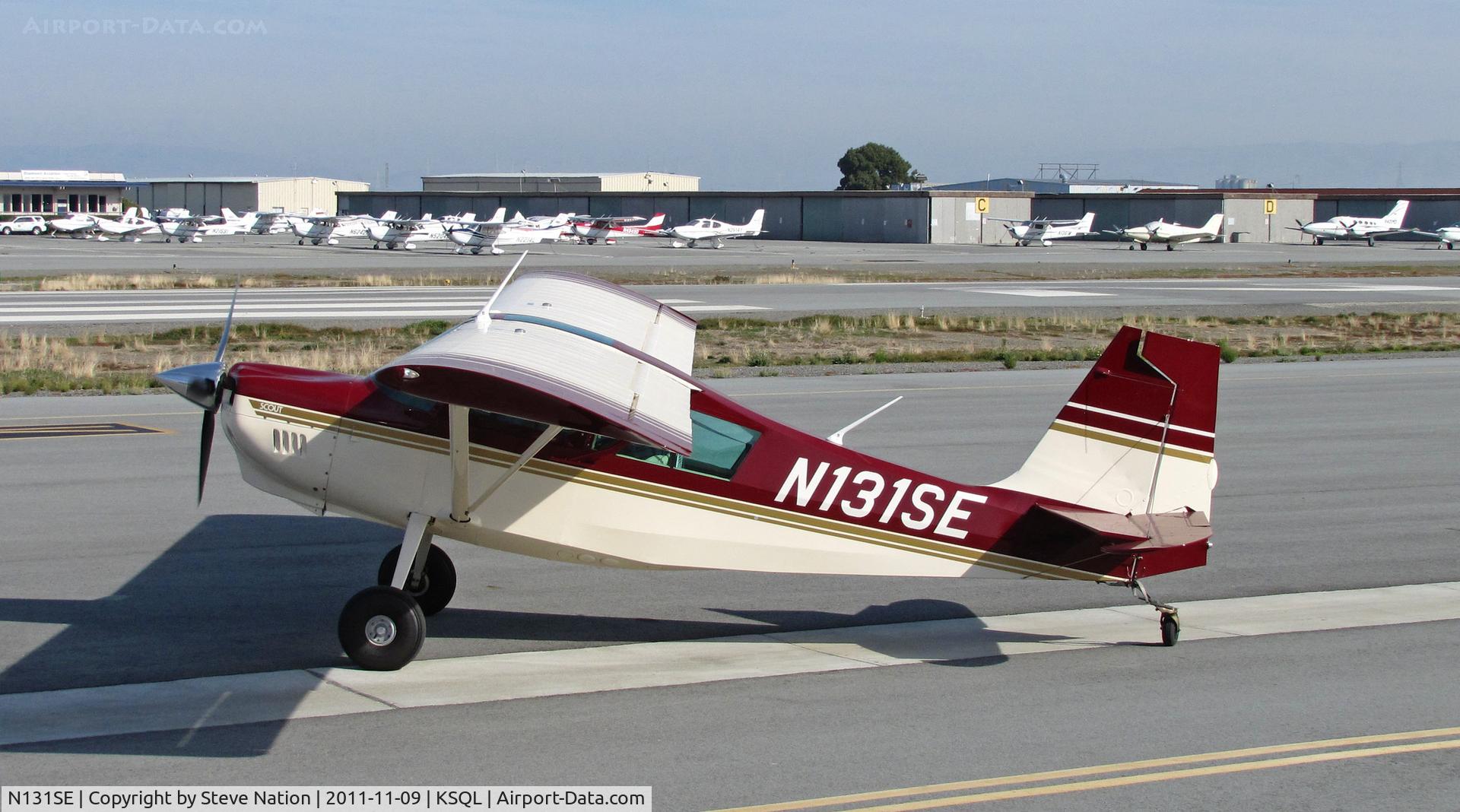 N131SE, 2006 American Champion 8GCBC Scout C/N 490-2006, Locally-based 2006 American Champion Aircraft 8GCBC running-up engine @ San Carlos, CA