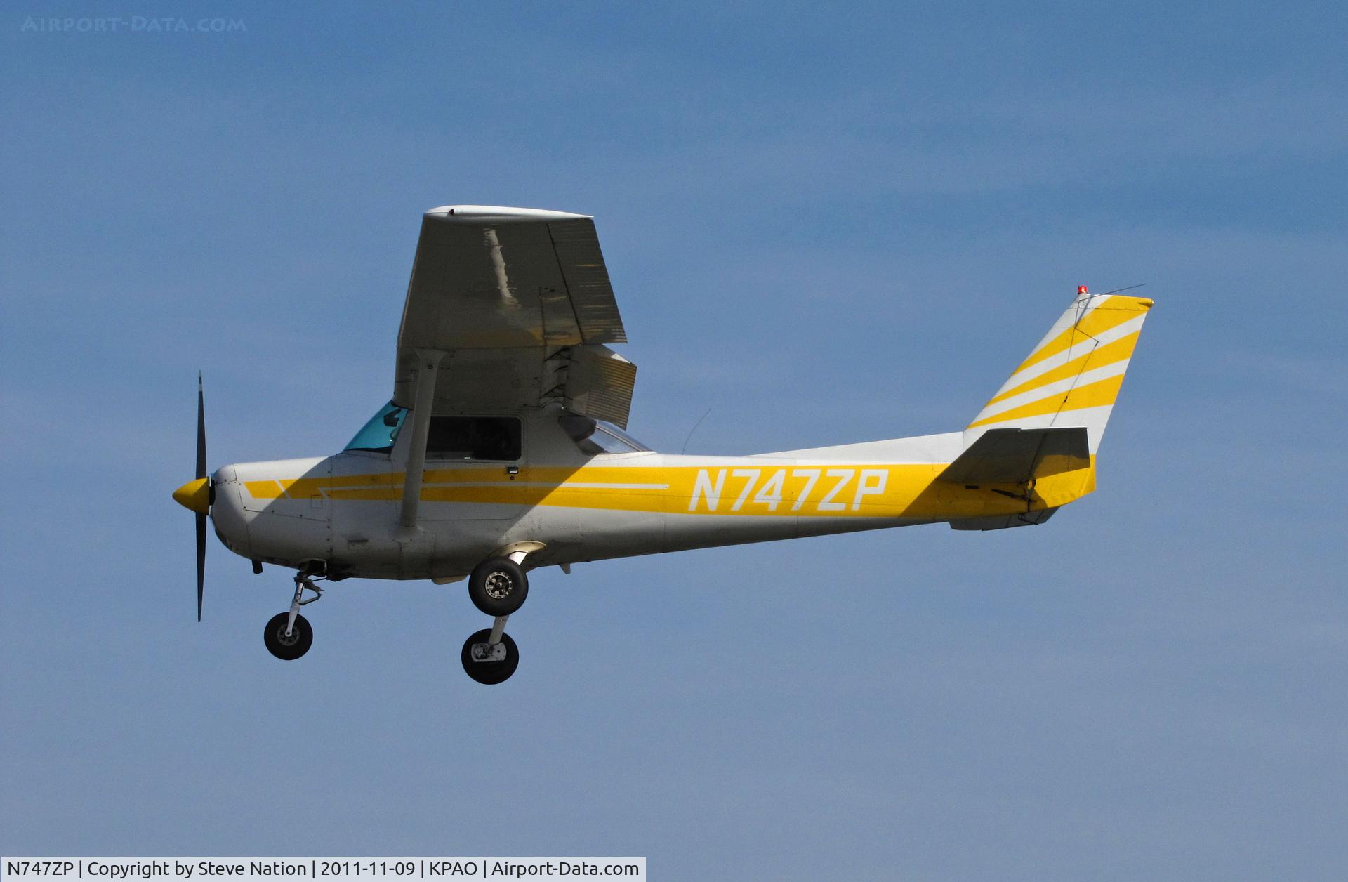 N747ZP, 1977 Cessna 152 C/N 15279476, Advantage Air (Palo Alto, CA) 1977 Cessna 152 on final to KPAO