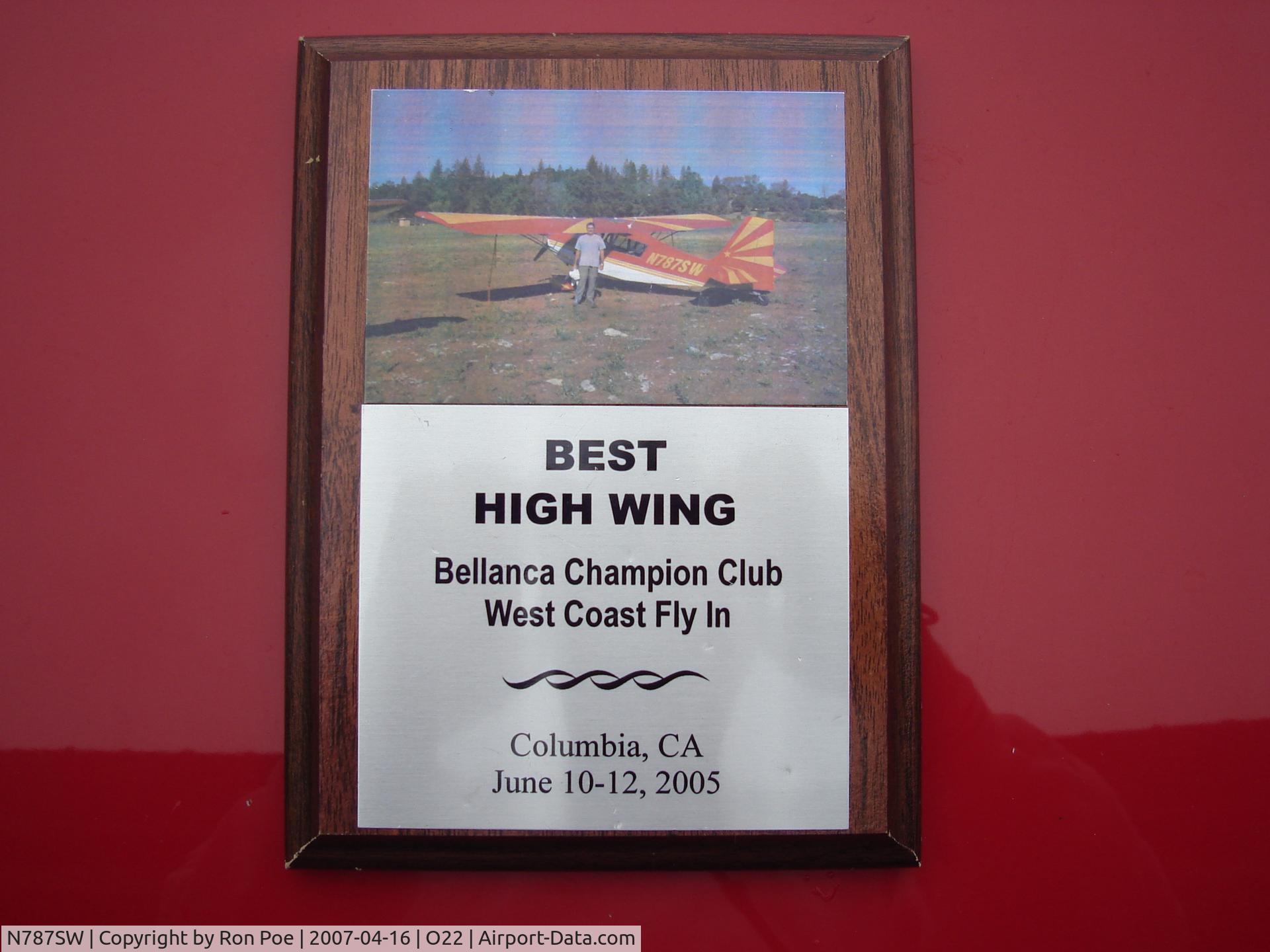 N787SW, Champion 7KCAB C/N 204, Best High Wing. Champion Bellancia fly inn