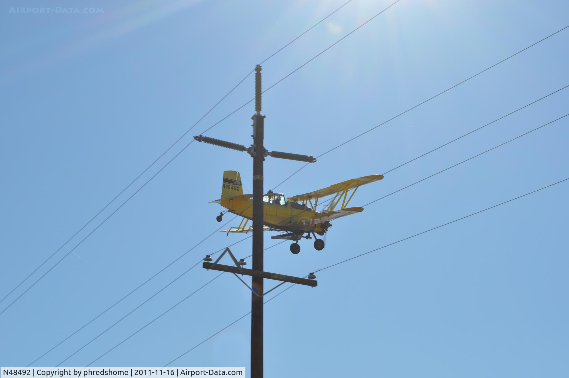 N48492, 1976 Grumman-Schweizer G-164B C/N 47B, Dusting near Westley, Ca