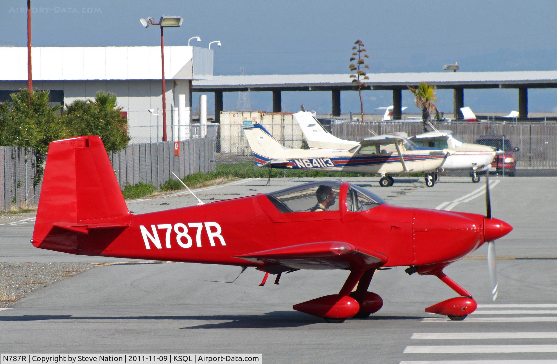N787R, Vans RV-7A C/N 72913, Locally-based all red 2008 RV-7A homebuilt running-up engine @ San Carlos, CA