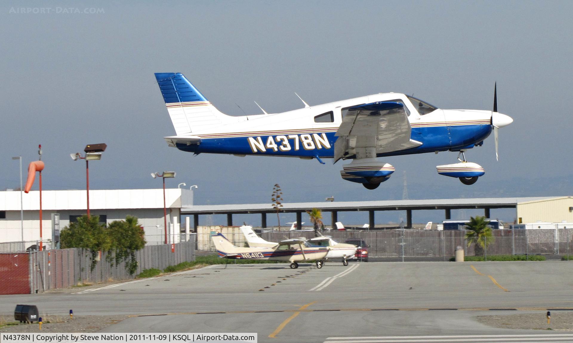 N4378N, 1984 Piper PA-28-181 C/N 28-8590012, Locally-based 1984 Piper PA-28-181 near touchdown @ San Carlos, CA