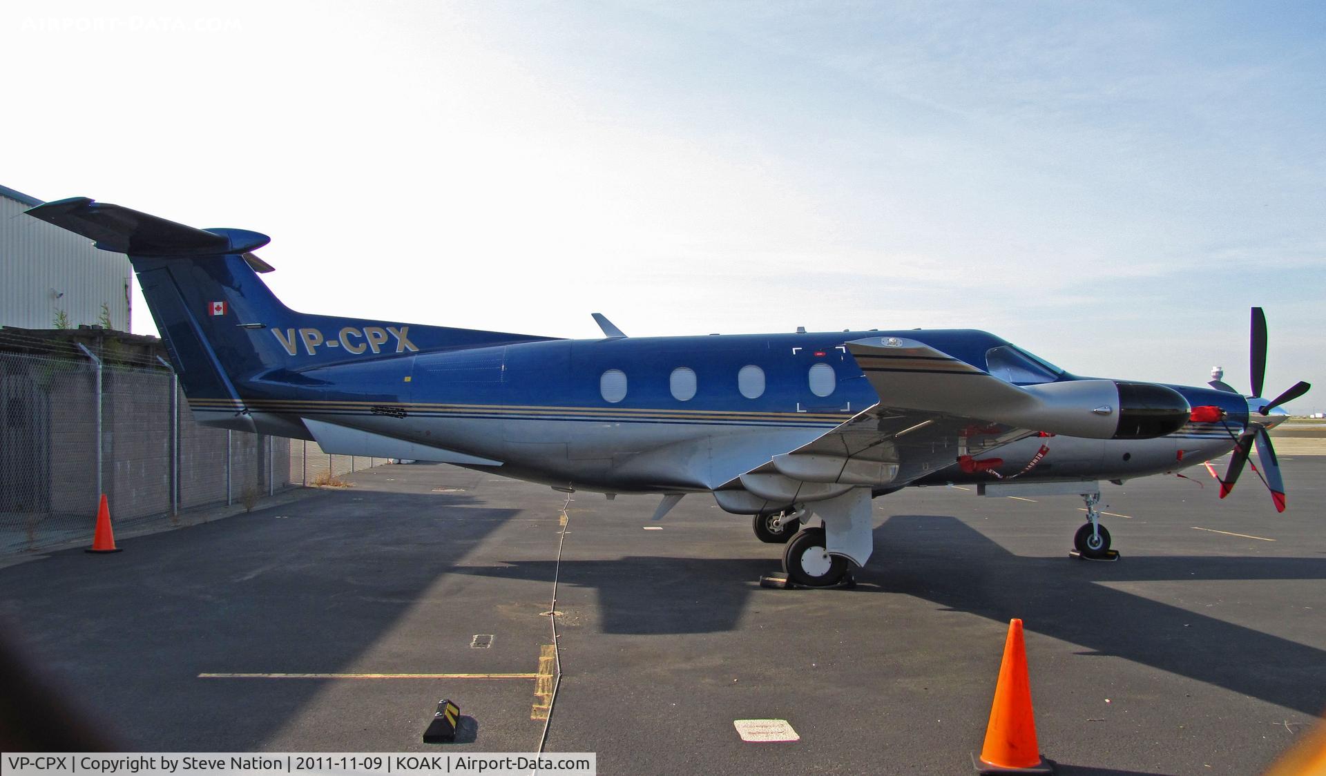 VP-CPX, 2008 Pilatus PC-12/47 C/N 878, Cayman Islands registered 2008 Pilatus PC-12/47 (ex C-FPXY of Pixie Air Ltd., Edmonton, Alberta) park on North Field ramp at Oakland, CA