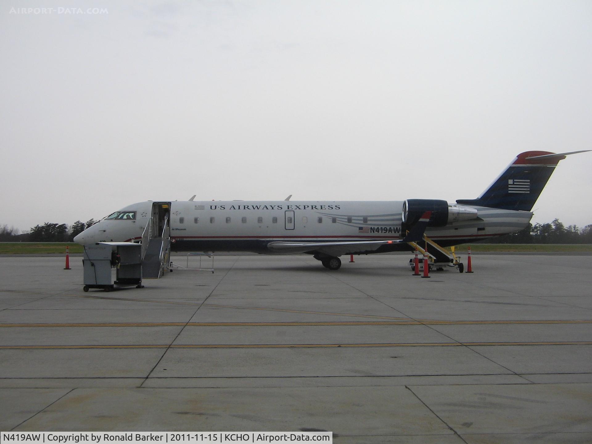 N419AW, 2002 Bombardier CRJ-200LR (CL-600-2B19) C/N 7633, CHO, VA