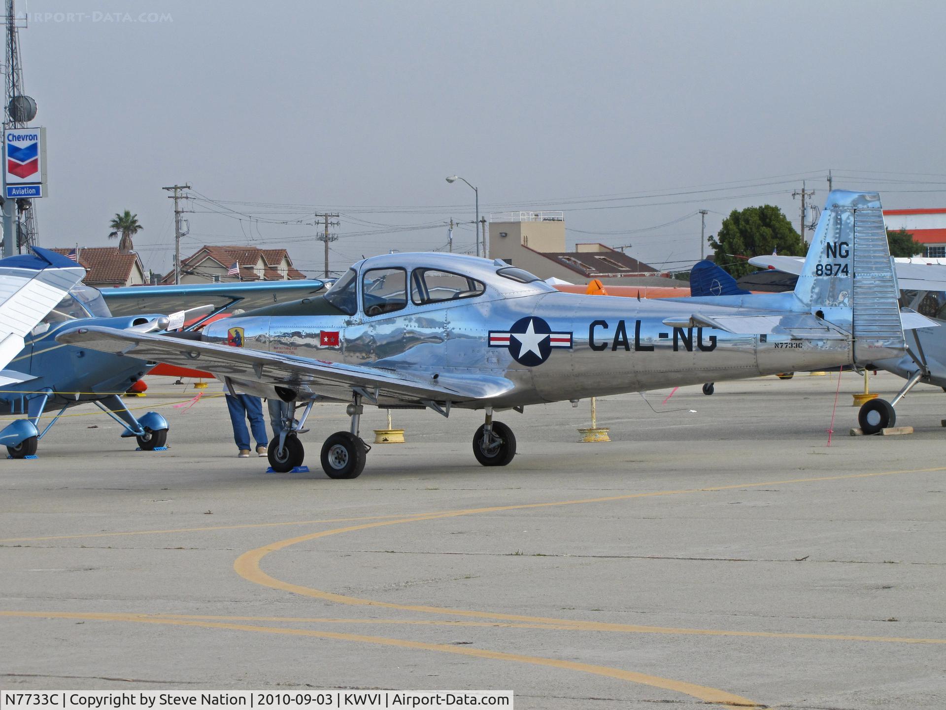 N7733C, 1948 Ryan Navion L-17B C/N NAV-4-1680, 1948 Navion L-17B-RY painted as CAL-NG 48-0974 (8974) polished aluminum @ Watsonville, CA Fly-In