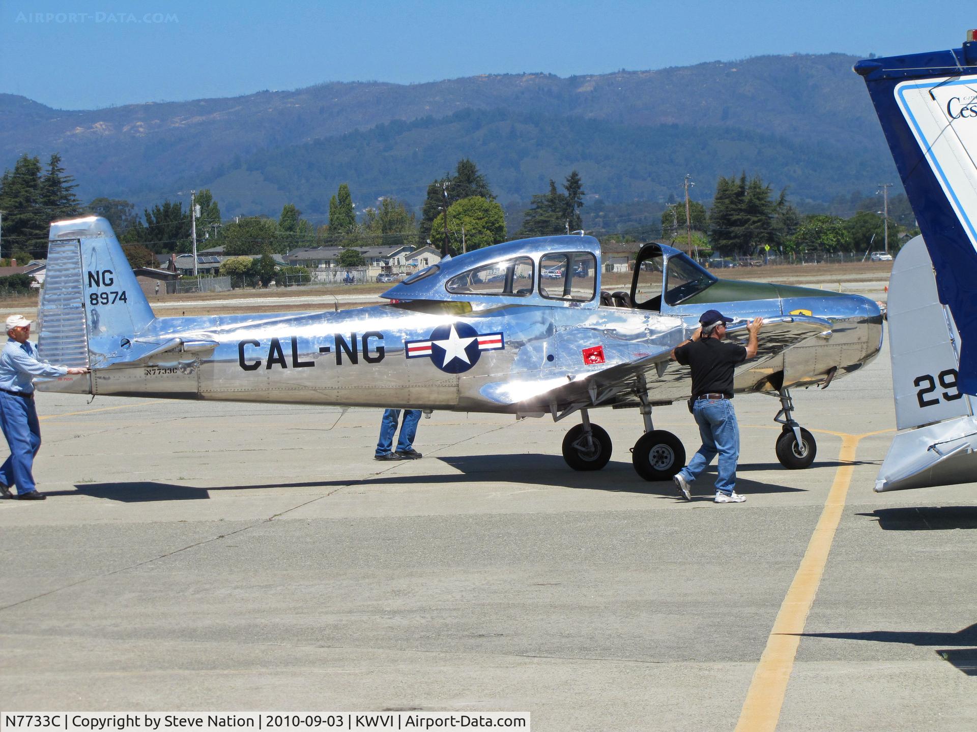 N7733C, 1948 Ryan Navion L-17B C/N NAV-4-1680, 1948 Navion L-17B-RY painted as CAL-NG 48-0974 (8974) polished aluminum @ Watsonville, CA Fly-In