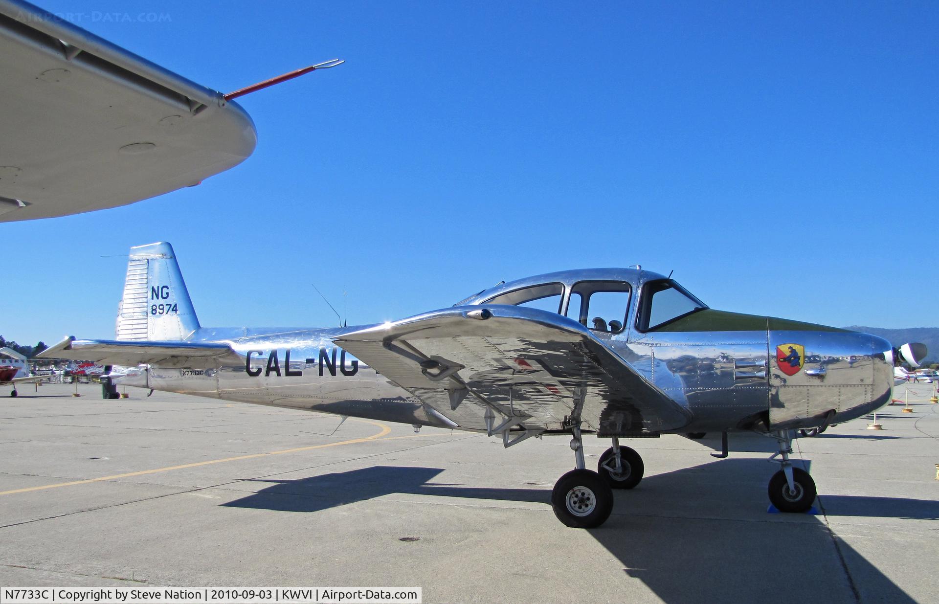 N7733C, 1948 Ryan Navion L-17B C/N NAV-4-1680, 1948 Navion L-17B-RY painted as CAL-NG 48-0974 (8974) polished aluminum @ Watsonville, CA Fly-In