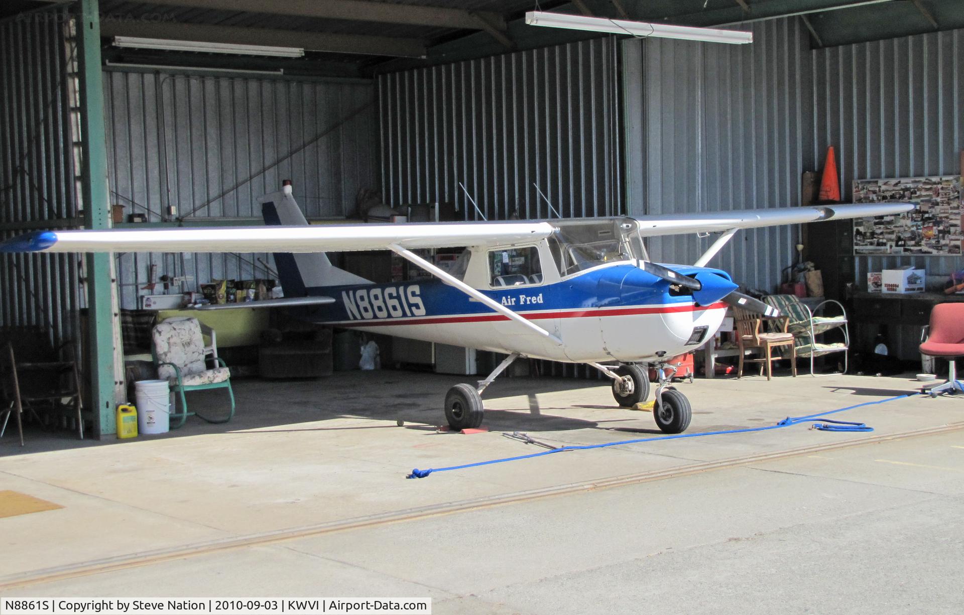 N8861S, 1965 Cessna 150F C/N 15062161, 1960 Cessna 150F in open hangar @ Watsonville, CA Fly-In