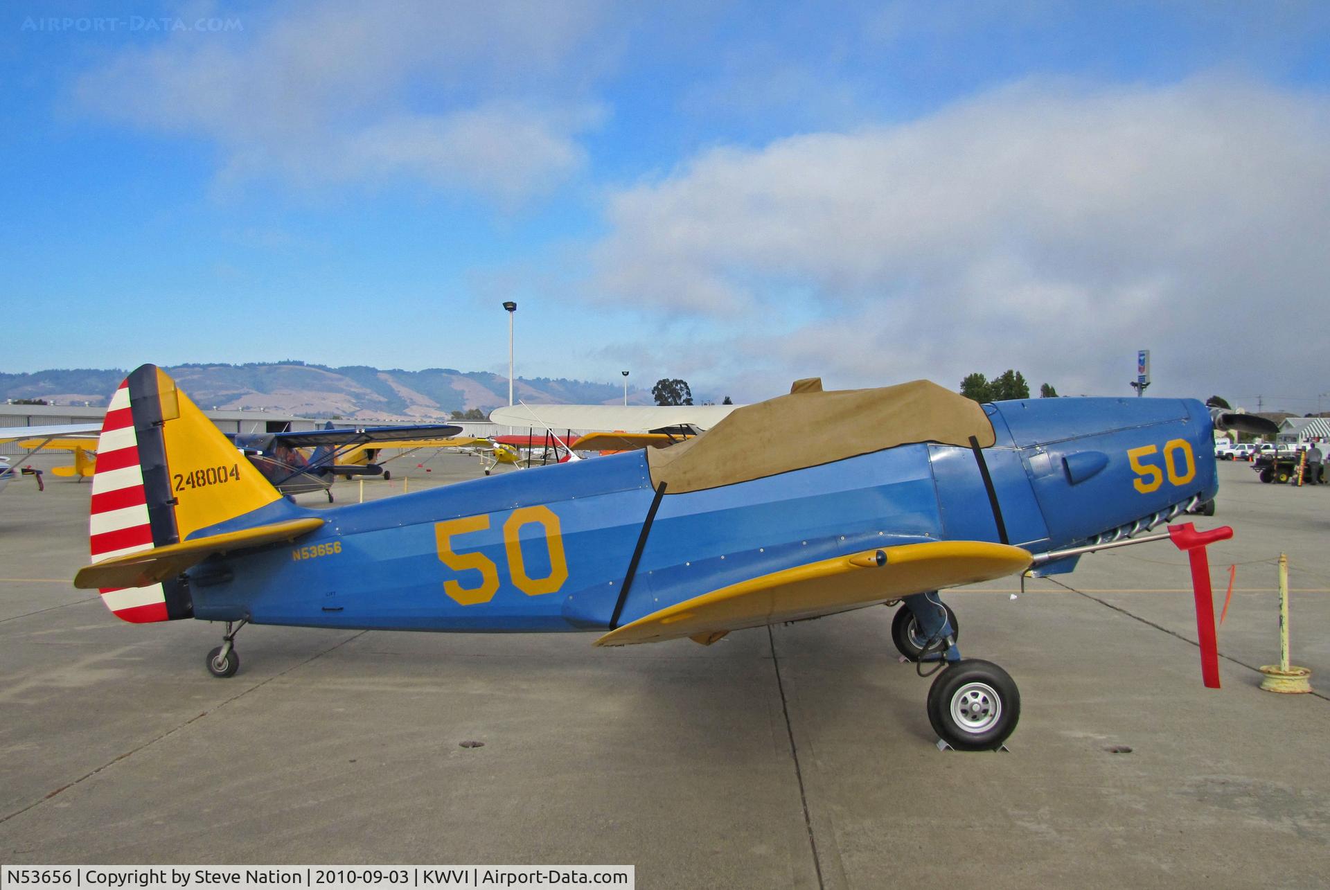N53656, Fairchild M-62A C/N 6533AE, Fairchild M-62A with open cockpit covered and painted as USAAC Ryan PT-19A 42-48004/50 @ Watsonville Fly-In