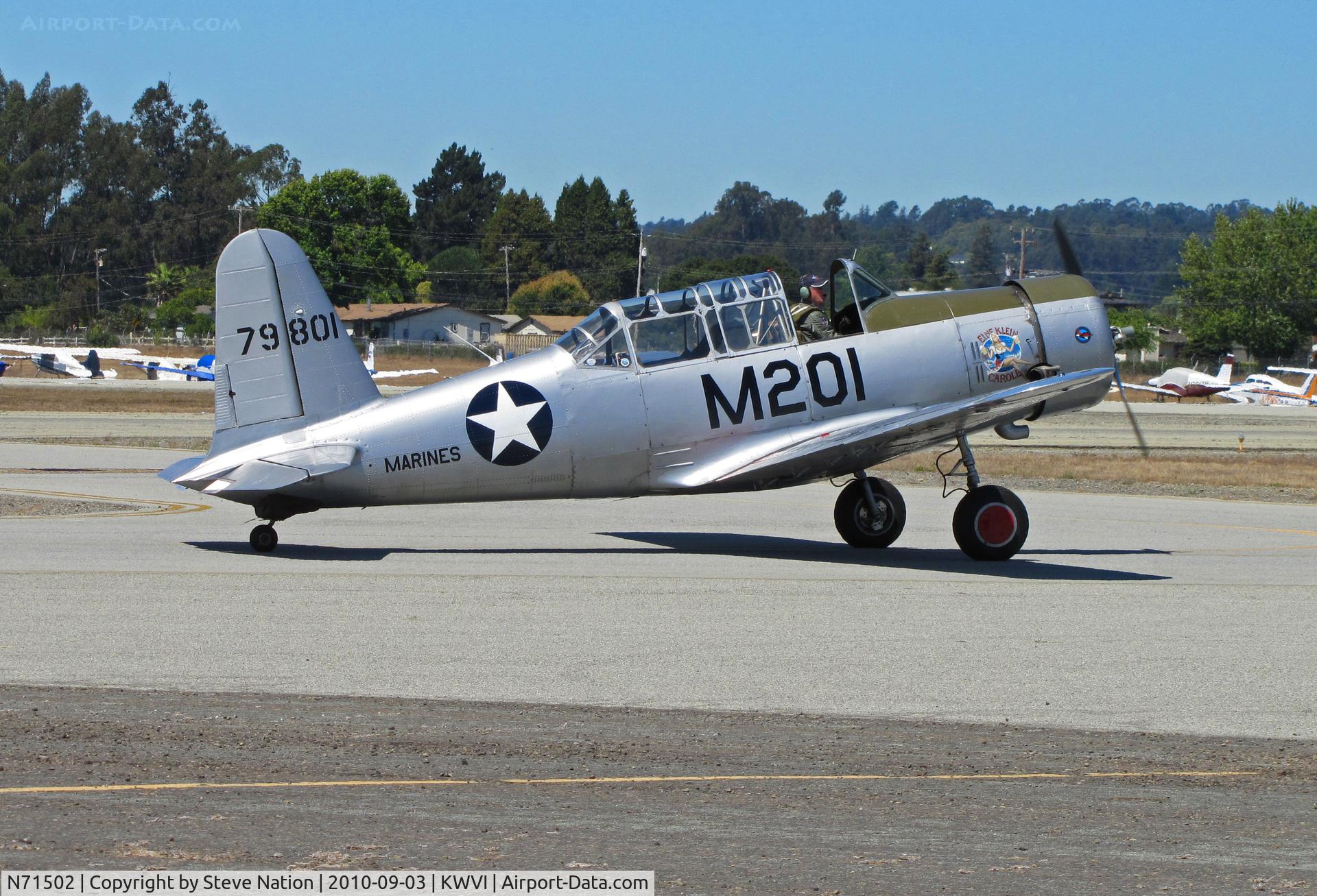 N71502, 1942 Consolidated Vultee BT-13B (SNV-2) C/N 79-801, 1942 Consolidated Vultee BT-13B painted as Marines SNV-2 BuAer 79801 (not a real seriul #?) coded M201 and 