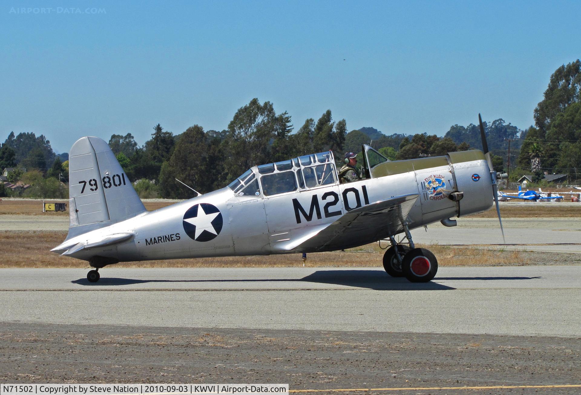N71502, 1942 Consolidated Vultee BT-13B (SNV-2) C/N 79-801, 1942 Consolidated Vultee BT-13B painted as Marines SNV-2 BuAer 79801 (not a real seriul #?) coded M201 and 