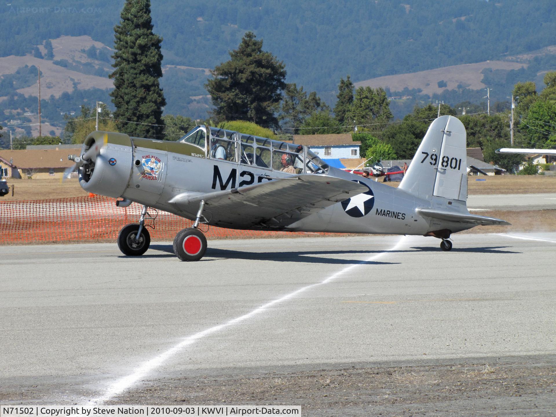 N71502, 1942 Consolidated Vultee BT-13B (SNV-2) C/N 79-801, 1942 Consolidated Vultee BT-13B painted as Marines SNV-2 BuAer 79801 (not a real seriul #?) coded M201 and 