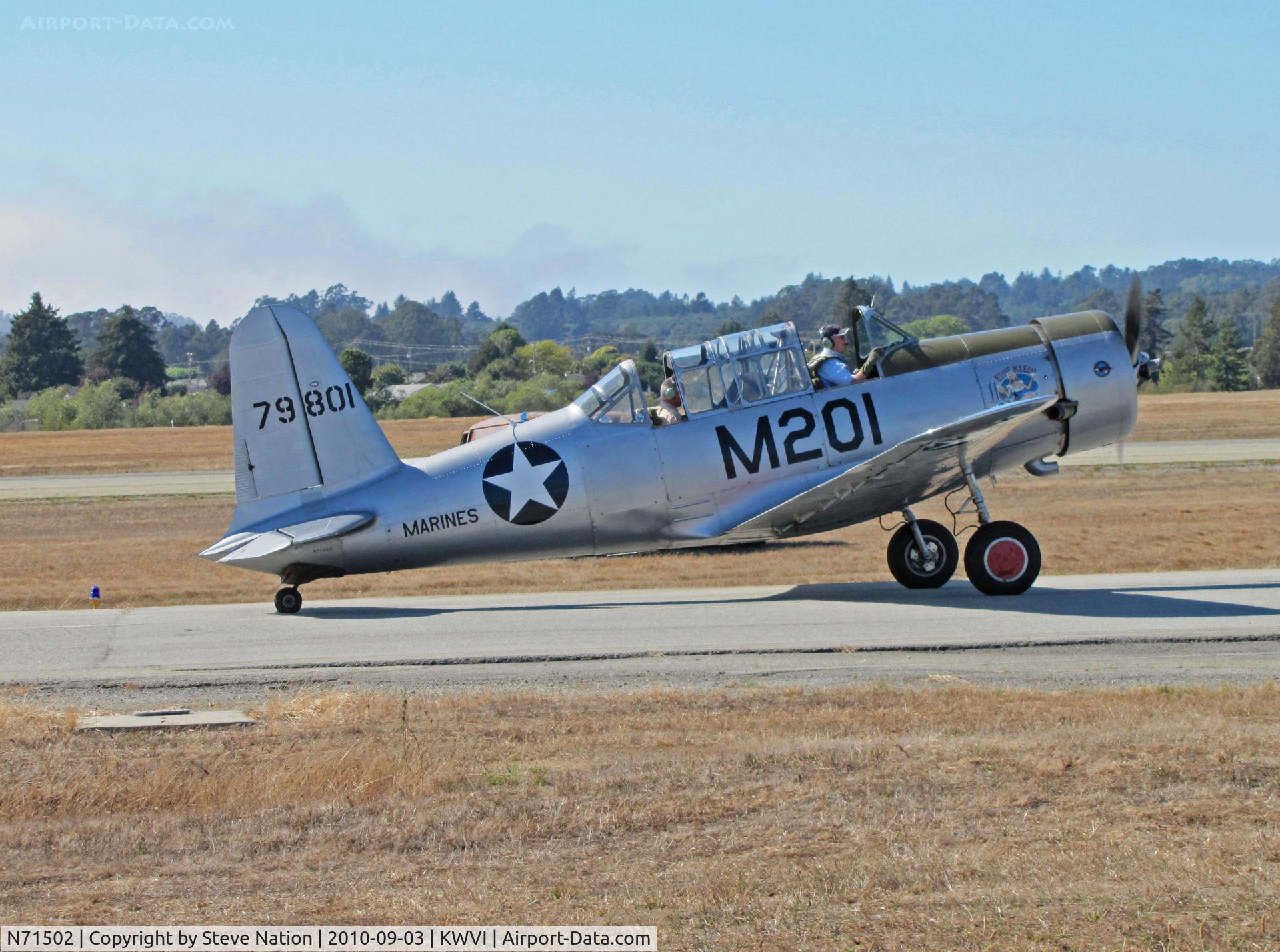 N71502, 1942 Consolidated Vultee BT-13B (SNV-2) C/N 79-801, 1942 Consolidated Vultee BT-13B painted as Marines SNV-2 BuAer 79801 (not a real seriul #?) coded M201 and 