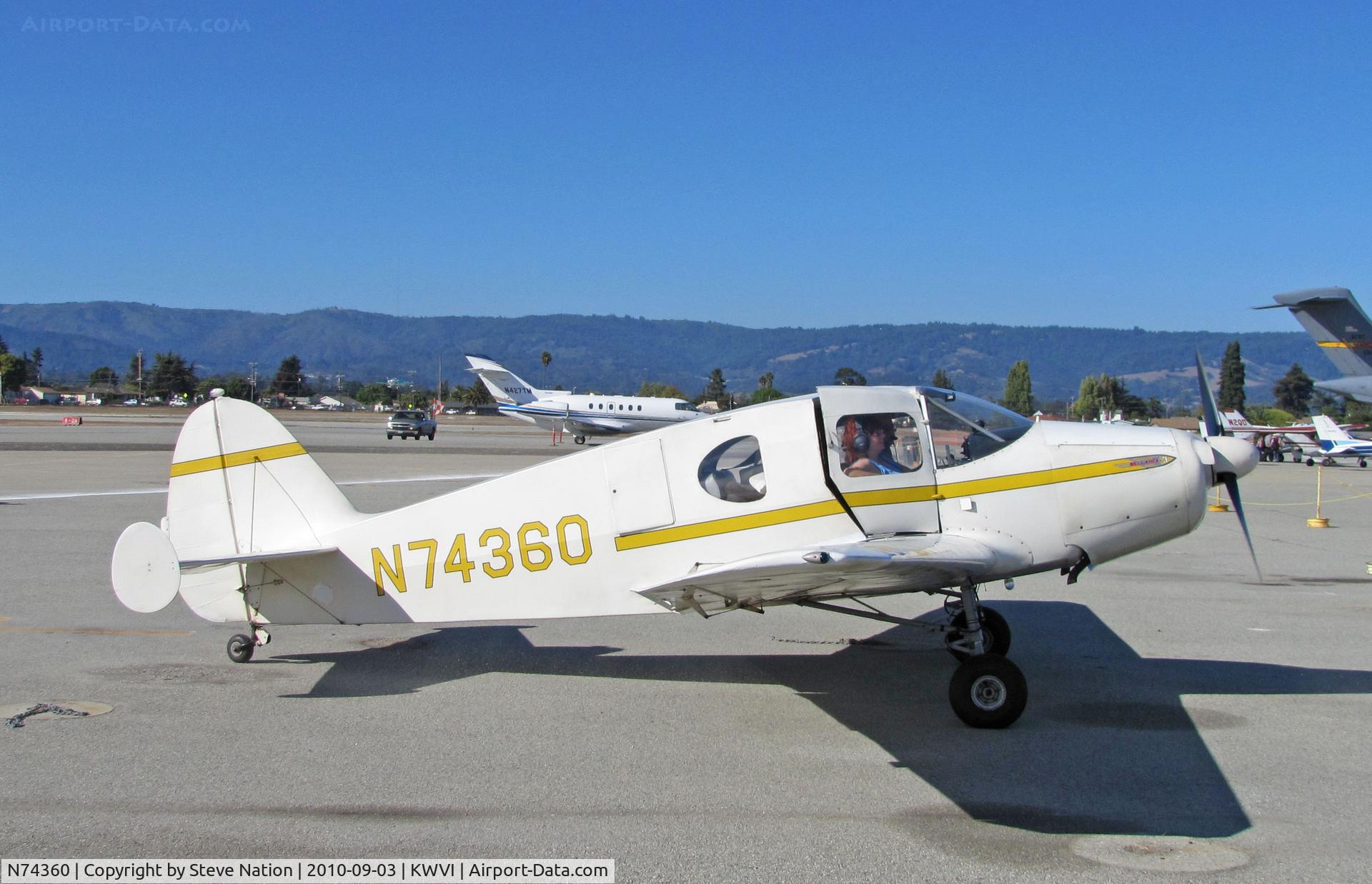 N74360, 1947 Bellanca 14-13-2 Cruisair Senior C/N 1473, 1947 Bellanca 14-3-2 taxying @ Watsonville, CA Fly-In