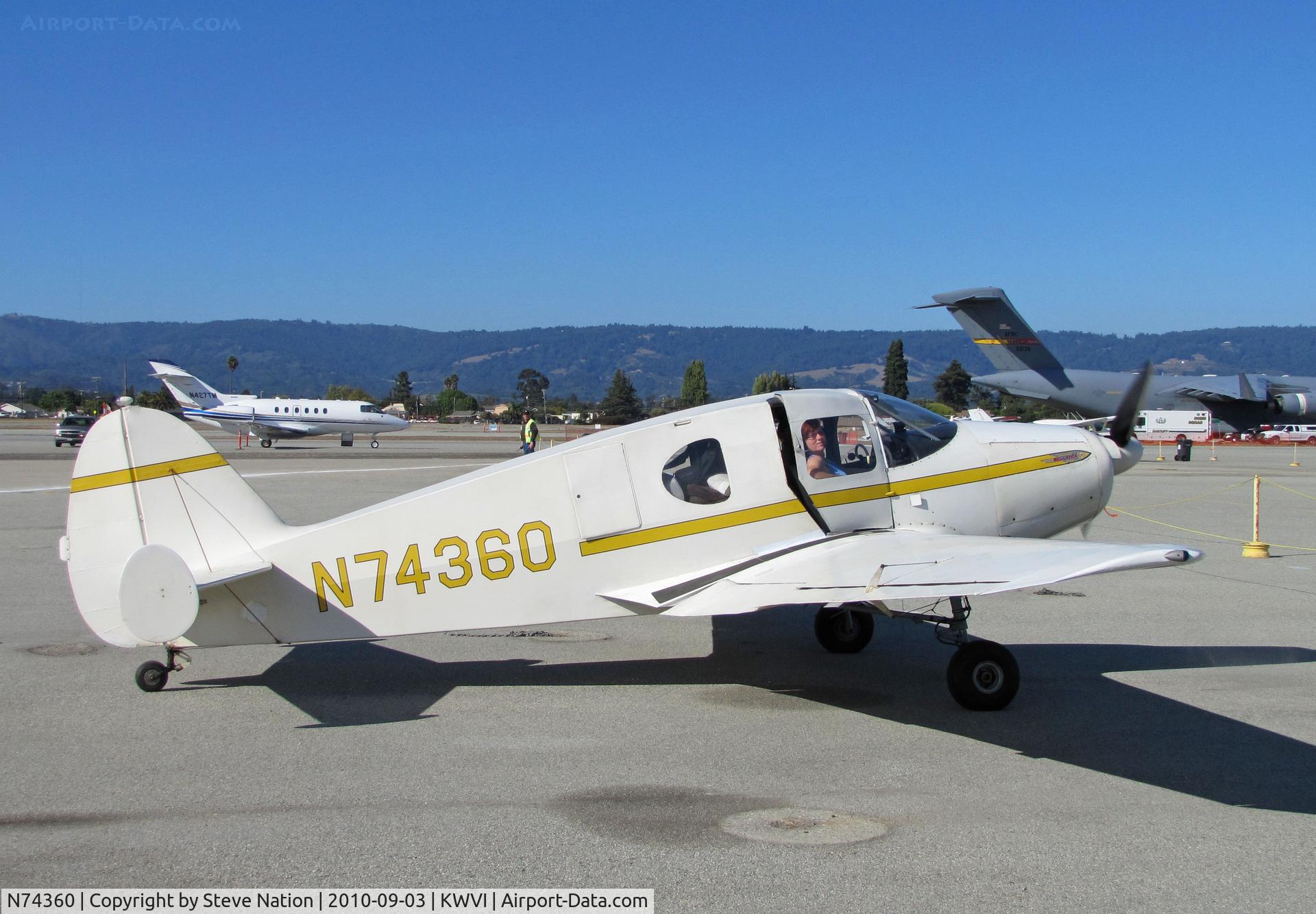 N74360, 1947 Bellanca 14-13-2 Cruisair Senior C/N 1473, 1947 Bellanca 14-3-2 taxying @ Watsonville, CA Fly-In