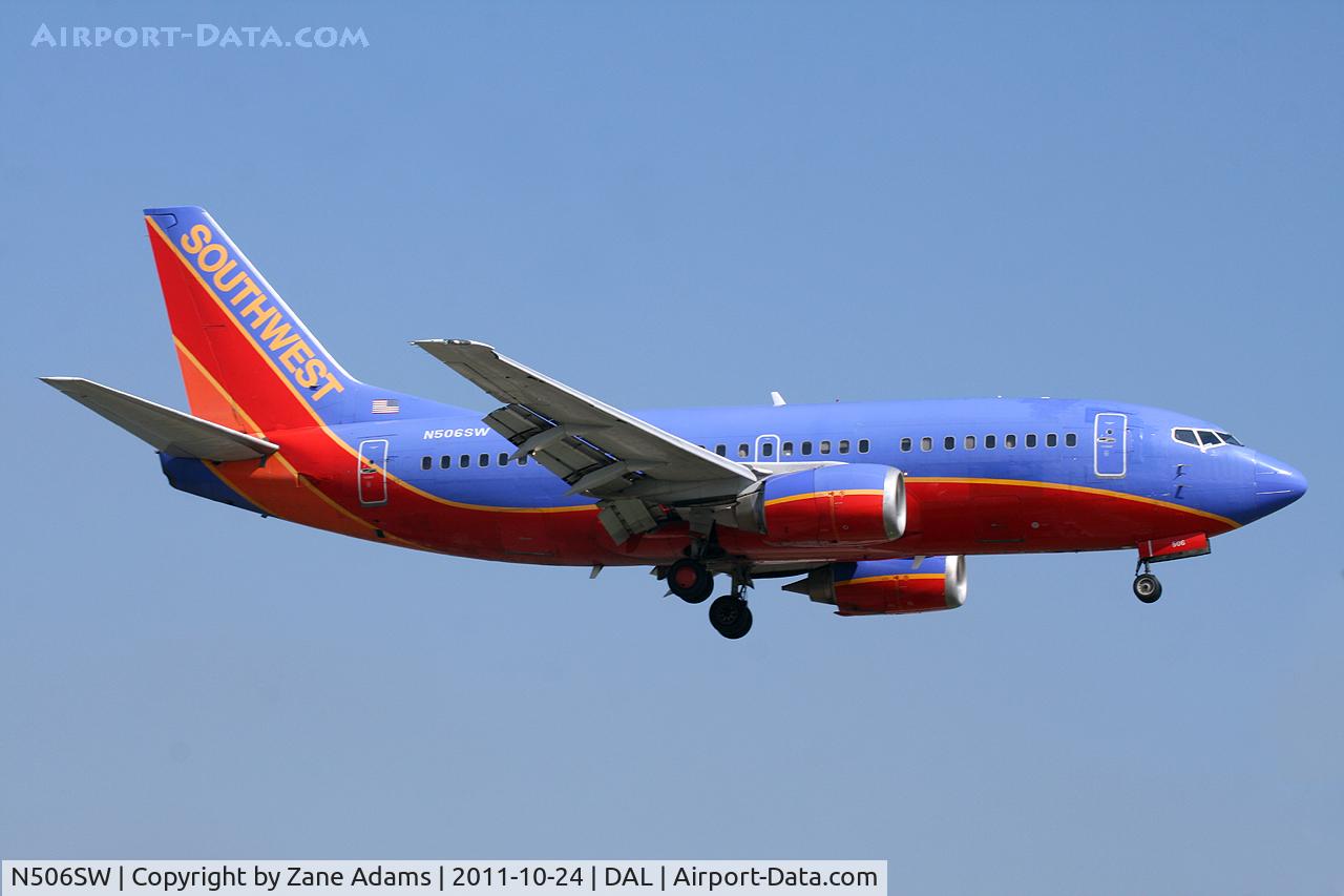 N506SW, 1990 Boeing 737-5H4 C/N 24183, Landing at Dallas Love Field