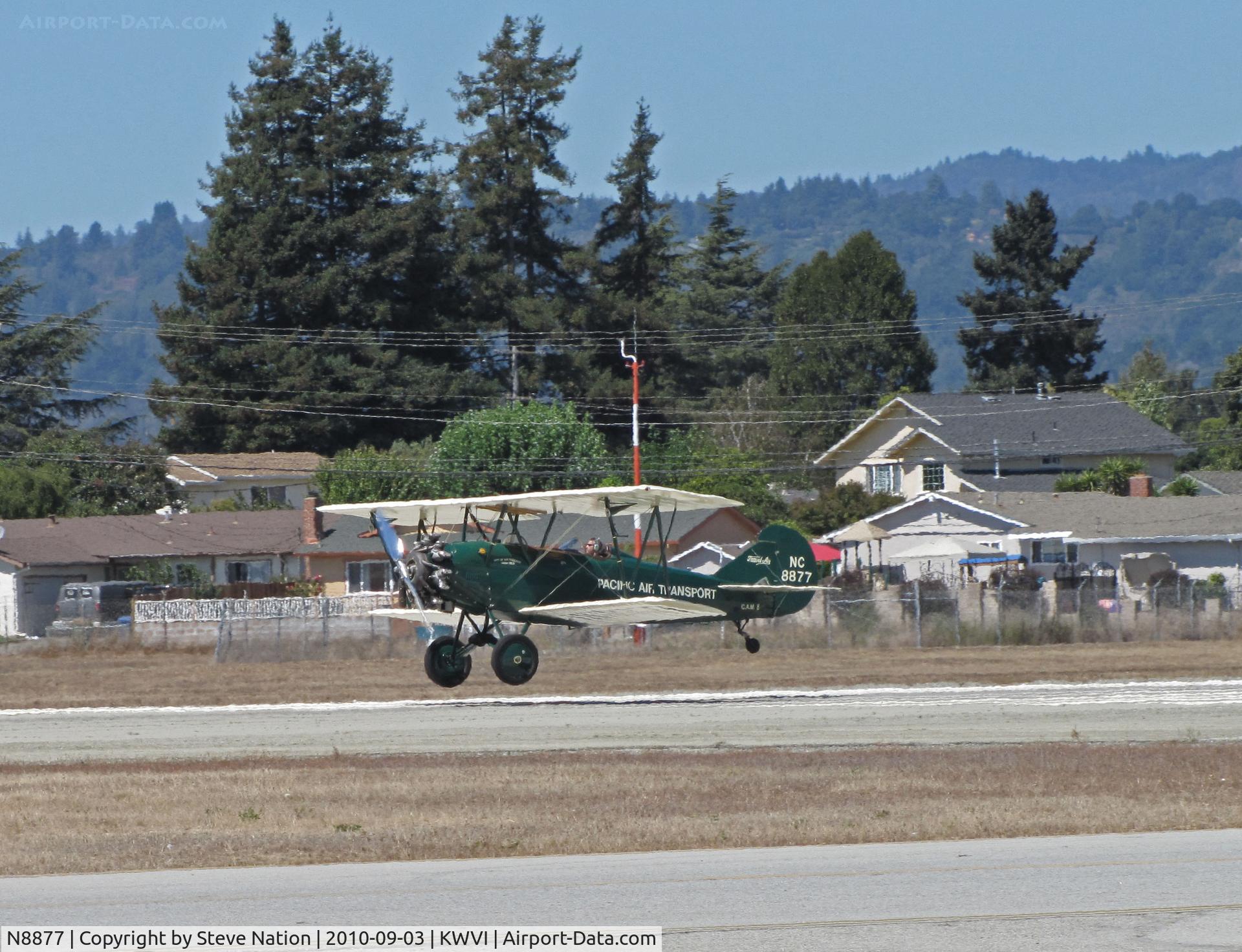 N8877, 1929 Curtiss-Wright Travel Air 4000 C/N 913, Simply Living Ltd (Peoria, IL) 1929 Crurtiss Wright Travel Air 4000 painted as NC8877 and landing @ Watsonville Fly-In