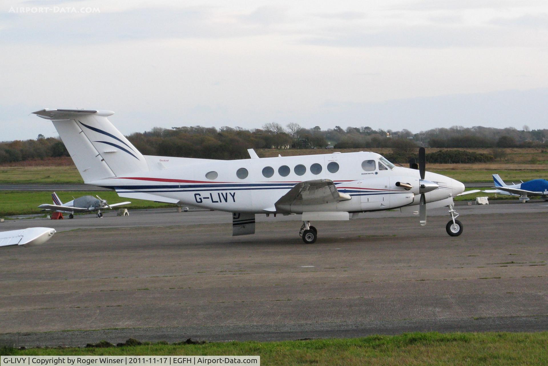 G-LIVY, 1977 Beech 200 Super King Air C/N BB-209, Brief visit by a Super King Air of Dragonfly Aviation Services.