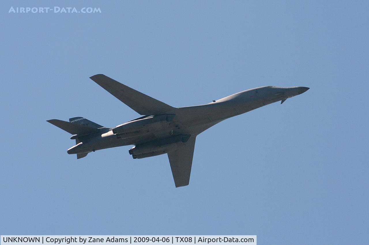 UNKNOWN, Rockwell B-1 Lancer C/N unknown, One of two USAF B-1B's performing an opening day flyover at the Rangers Ballpark in Arlington, TX