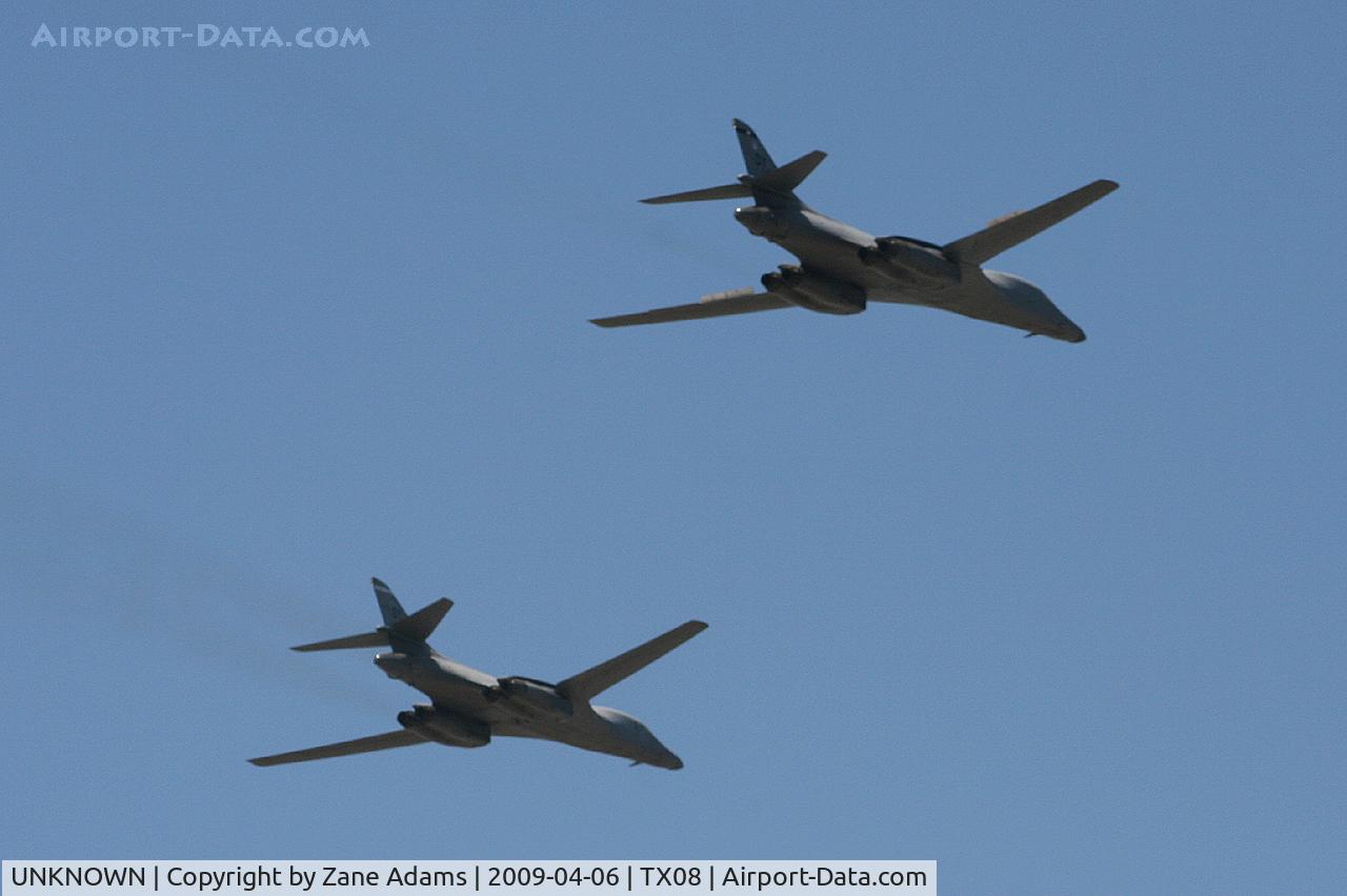 UNKNOWN, Rockwell B-1 Lancer C/N unknown, The two USAF B-1B's performing an opening day flyover at the Rangers Ballpark in Arlington, TX
