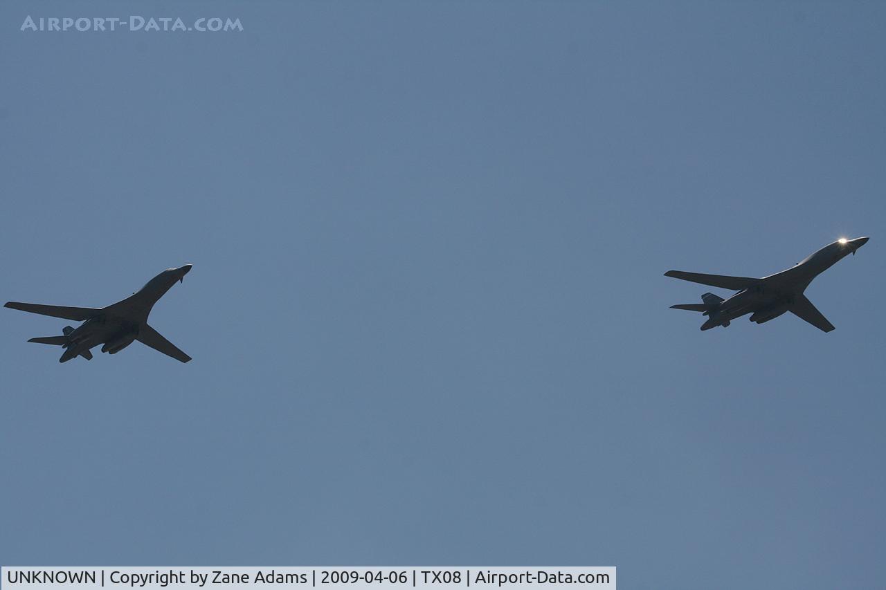 UNKNOWN, Rockwell B-1 Lancer C/N unknown, The two USAF B-1B's performing an opening day flyover at the Rangers Ballpark in Arlington, TX