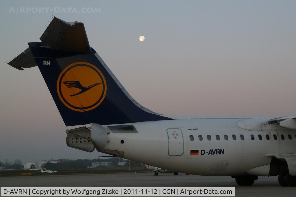 D-AVRN, 1996 British Aerospace Avro 146-RJ85A C/N E2293, CGN with moon