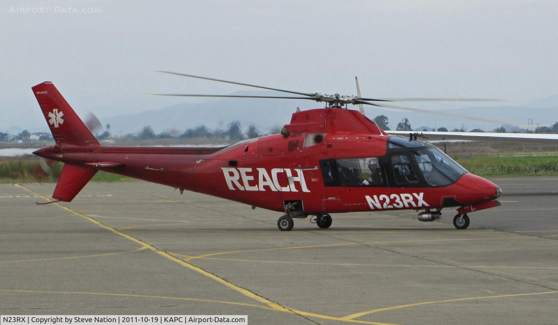 N23RX, Agusta A-109A Hirundo C/N 7205, REACH Air Medical Services (Santa Rosa, CA) Augusta 109 bringing patient to Napa, CA