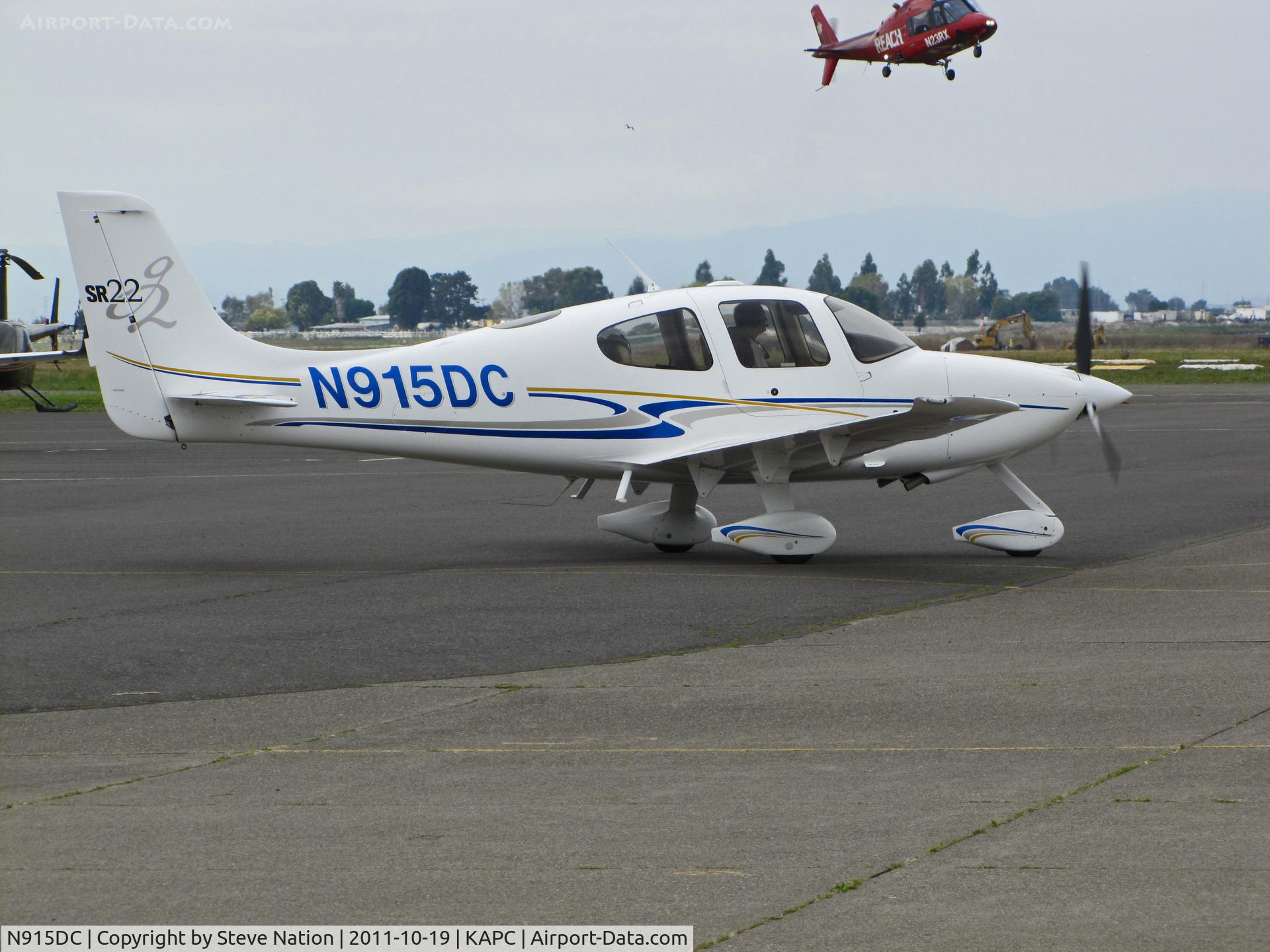 N915DC, 2004 Cirrus SR22 C/N 1093, 2004 Cirrus Design SR22 taxiing for return to San Diego area @ Napa, CA