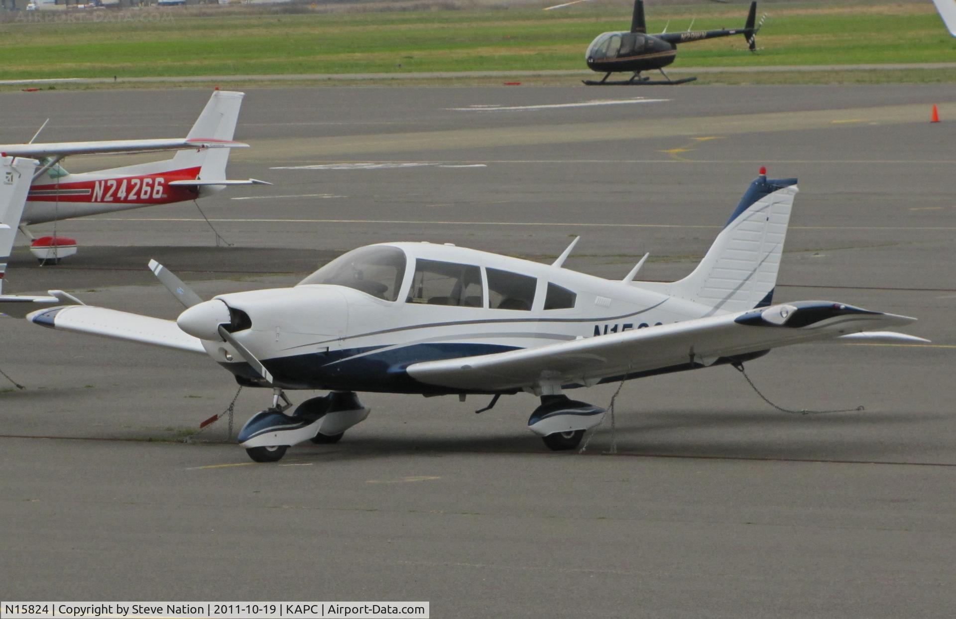 N15824, 1972 Piper PA-28-180 C/N 28-7305156, McCrane Inc (Fairfield, CA) 1972 Piper PA-28-180 in new blue/white cs @ Napa, CA