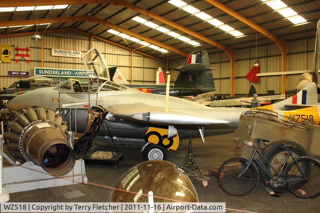 WZ518, De Havilland DH-115 Vampire T.11 C/N 15105, at North East Air Museum at Washington , UK